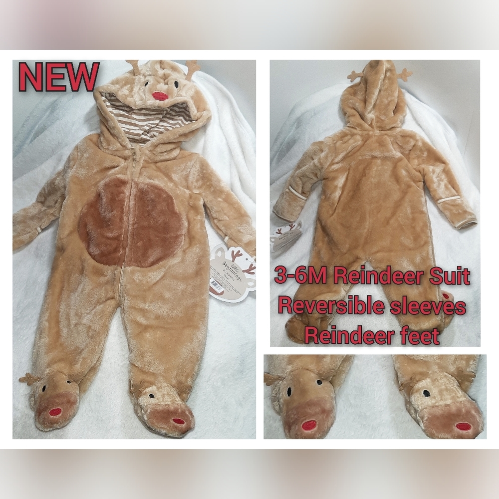 **NEW** | 3M Hooded Footy Reindeer Suit | Perfect for Baby's 1st Christmas | Fuz
